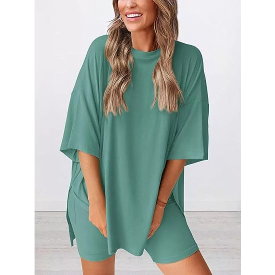 Full Size Half Sleeve T-Shirt and Shorts Set Plus Size Apparel and Accessories