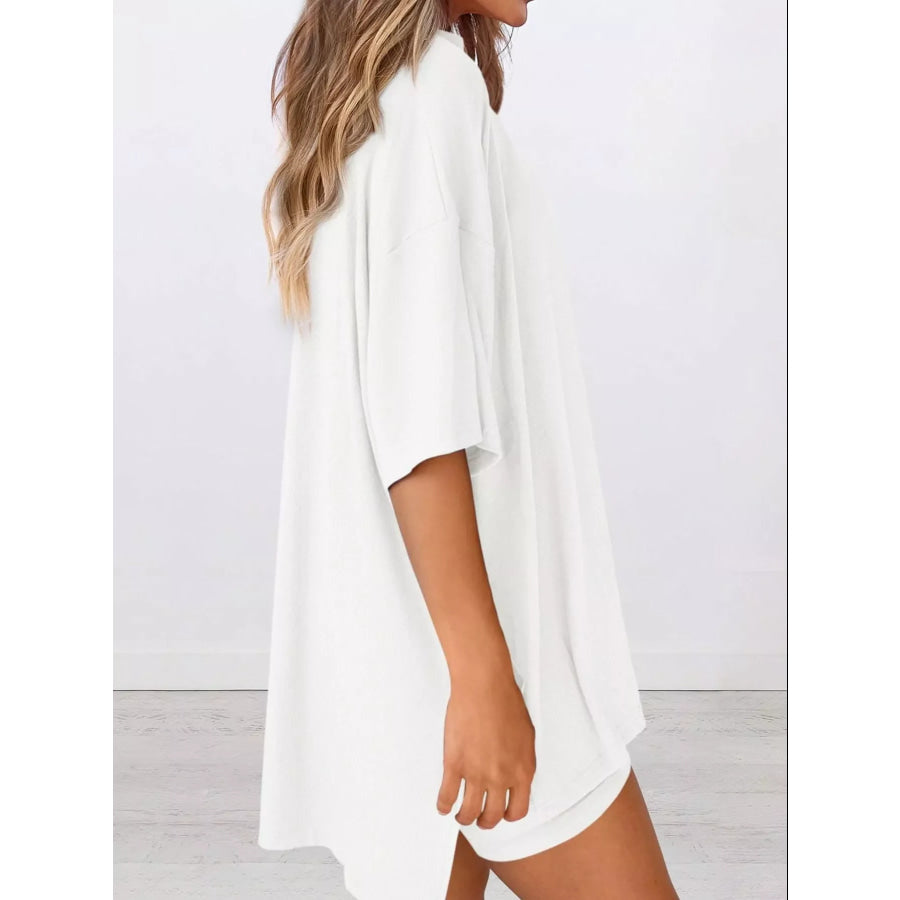 Full Size Half Sleeve T-Shirt and Shorts Set Plus Size Apparel and Accessories