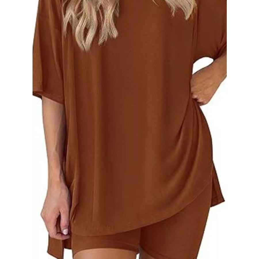 Full Size Half Sleeve T-Shirt and Shorts Set Plus Size Apparel and Accessories
