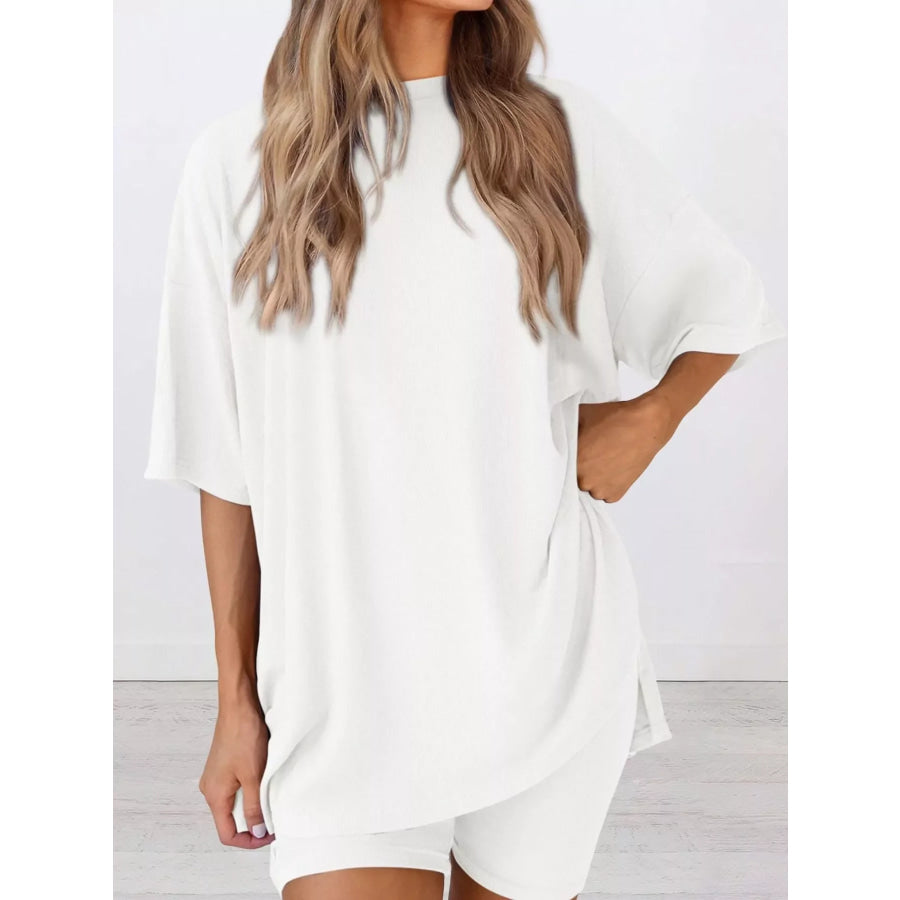 Full Size Half Sleeve T-Shirt and Shorts Set Plus Size Apparel and Accessories
