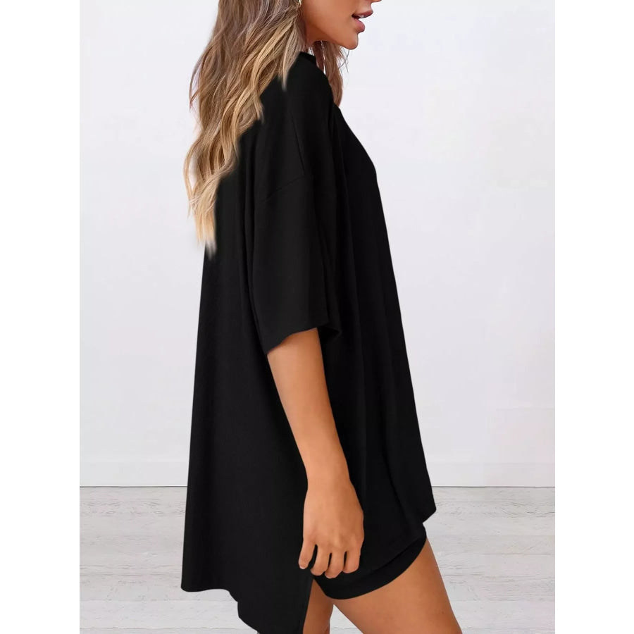 Full Size Half Sleeve T-Shirt and Shorts Set Plus Size Apparel and Accessories