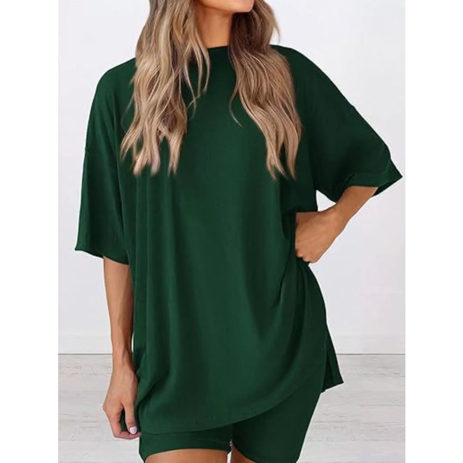 Full Size Half Sleeve T-Shirt and Shorts Set Plus Size Apparel and Accessories