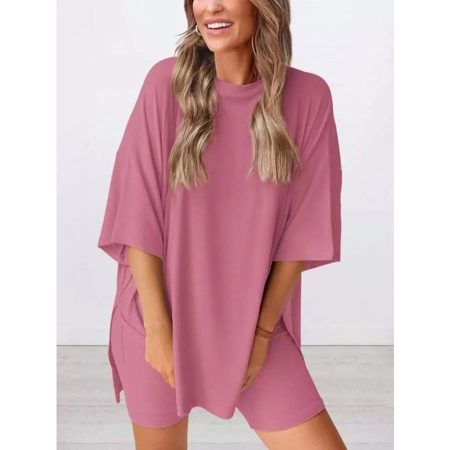 Full Size Half Sleeve T-Shirt and Shorts Set Plus Size Pink / XS Apparel and Accessories
