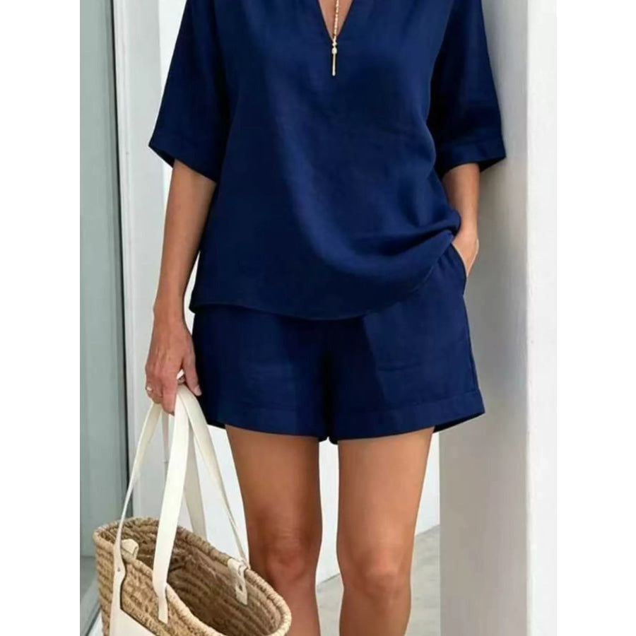Full Size Half Sleeve Top and Shorts Set Plus Size Apparel and Accessories