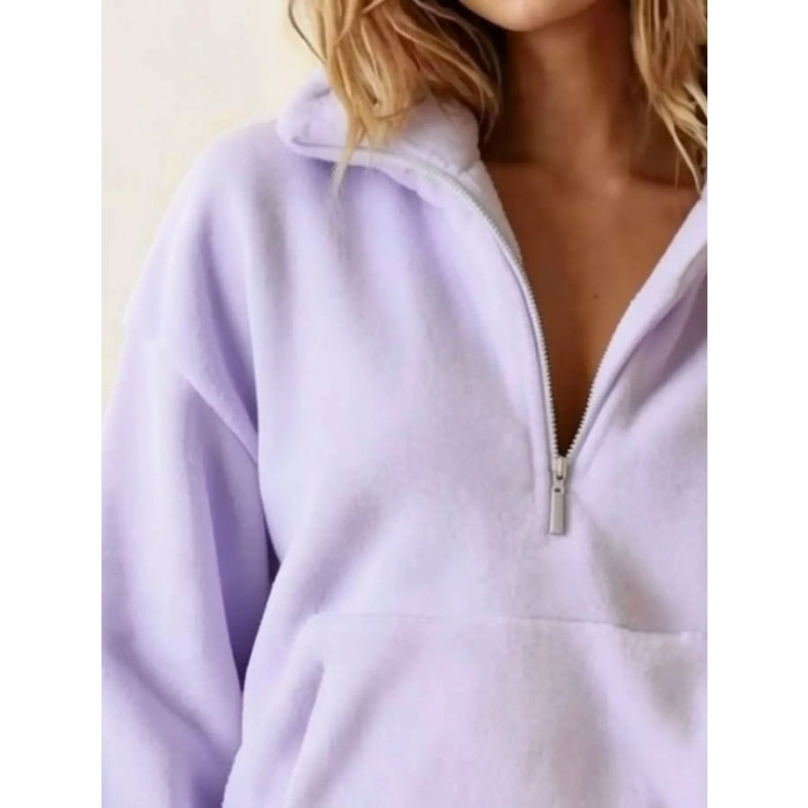 Full Size Half-Zip Fleece Sweatshirt Plus Apparel and Accessories