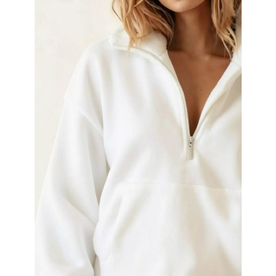 Full Size Half-Zip Fleece Sweatshirt Plus Apparel and Accessories