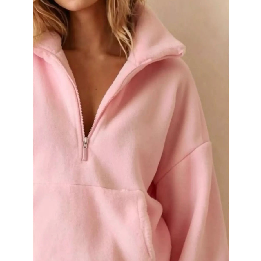 Full Size Half-Zip Fleece Sweatshirt Plus Apparel and Accessories