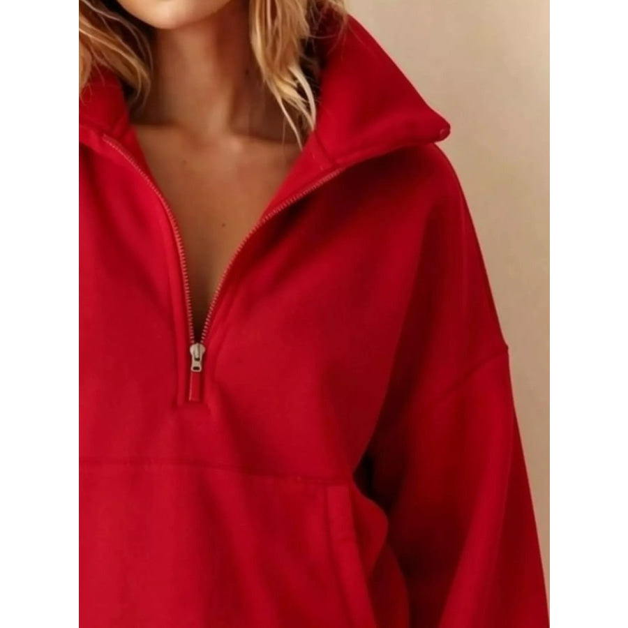 Full Size Half-Zip Fleece Sweatshirt Plus Apparel and Accessories