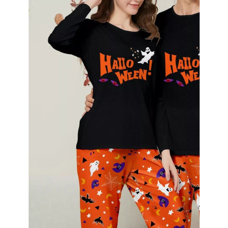 Full Size Halloween Family Matching Pajama Set with Ghost and Pumpkin Print Plus Mom / S Apparel Accessories