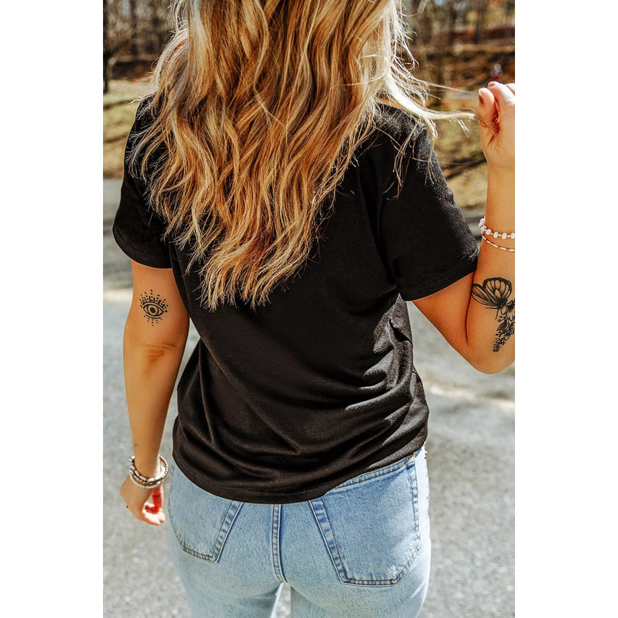Full Size Halloween Ghost Applique Short Sleeve T-Shirt Plus Size Apparel and Accessories
