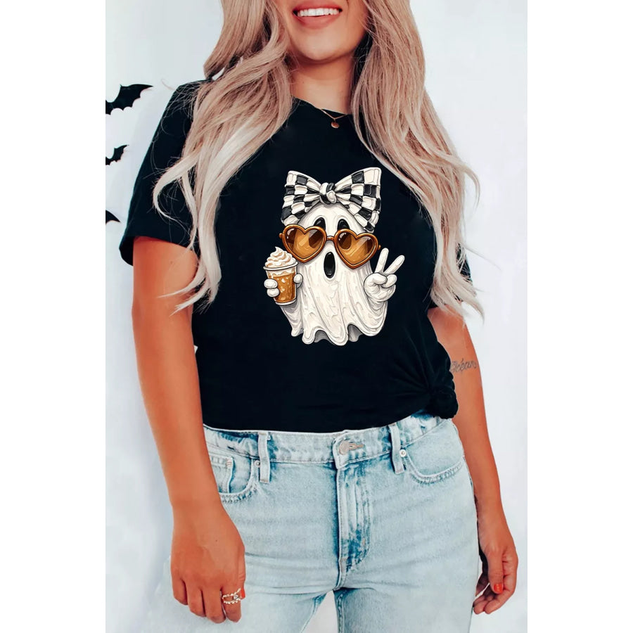 Full Size Halloween Ghost Graphic Short Sleeve T-Shirt Plus Size Black / S Apparel and Accessories