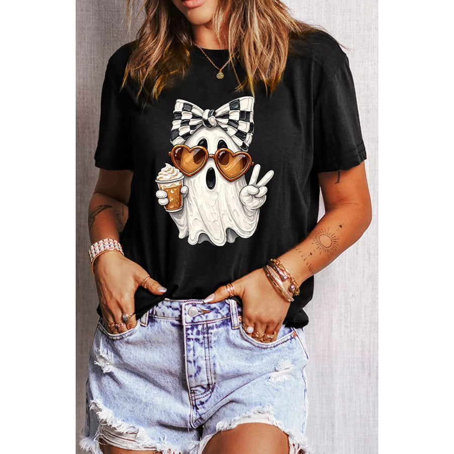 Full Size Halloween Ghost Graphic Short Sleeve T-Shirt Plus Size Apparel and Accessories