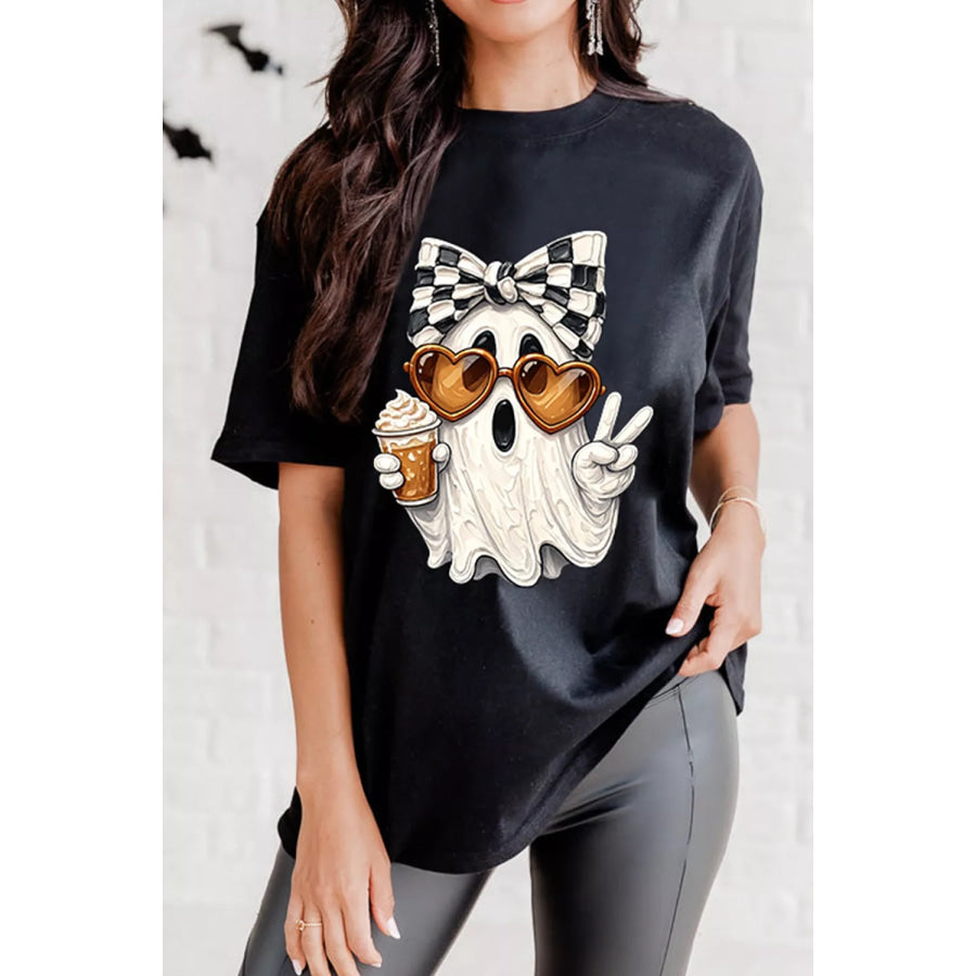 Full Size Halloween Ghost Graphic Short Sleeve T-Shirt Plus Size Black / S Apparel and Accessories