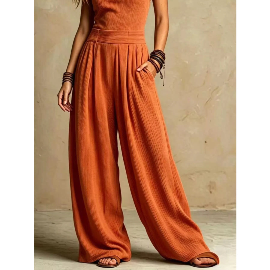 Full Size Halter Neck Wide-Leg Jumpsuit Plus Apparel and Accessories