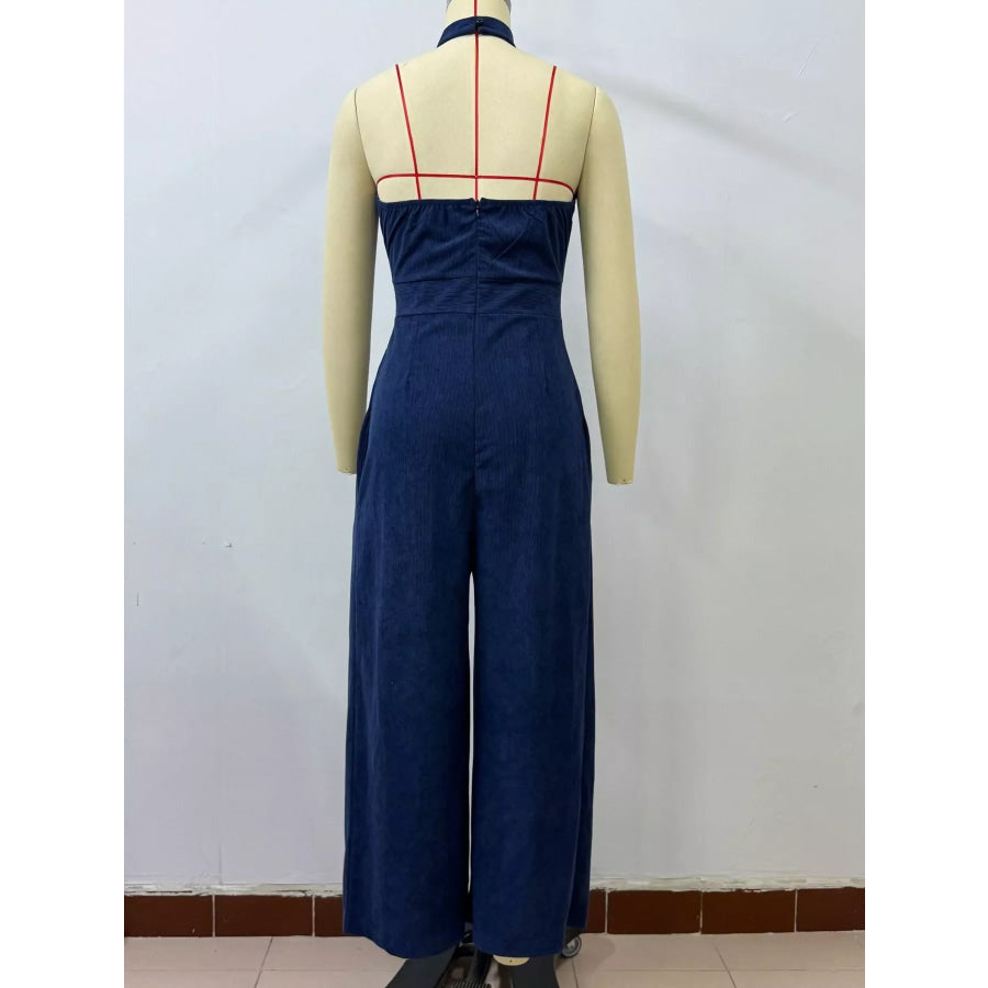 Full Size Halter Neck Wide-Leg Jumpsuit Plus Apparel and Accessories