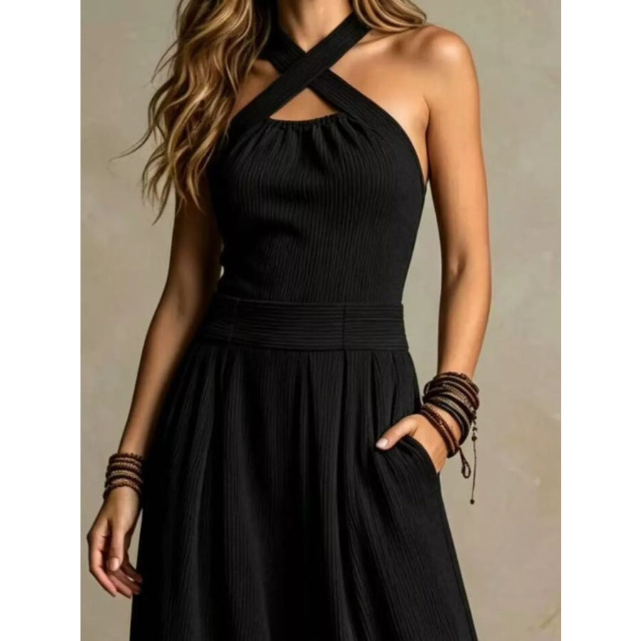 Full Size Halter Neck Wide-Leg Jumpsuit Plus Apparel and Accessories