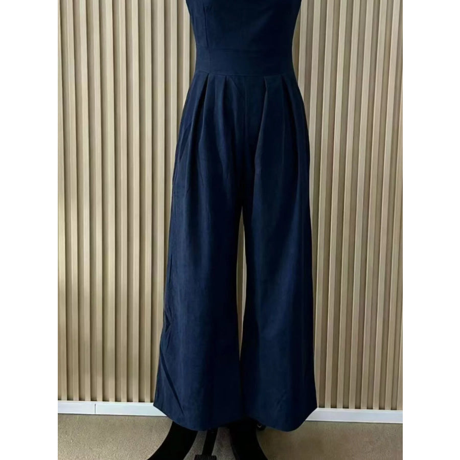 Full Size Halter Neck Wide-Leg Jumpsuit Plus Apparel and Accessories