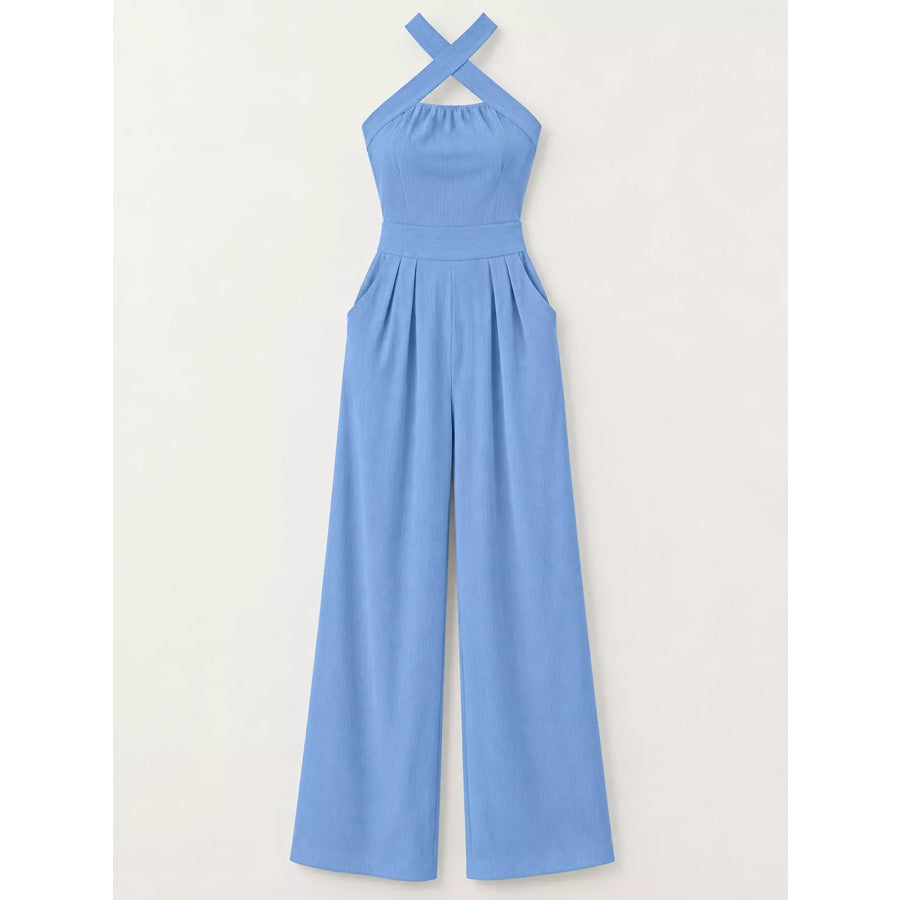 Full Size Halter Neck Wide-Leg Jumpsuit Plus Apparel and Accessories
