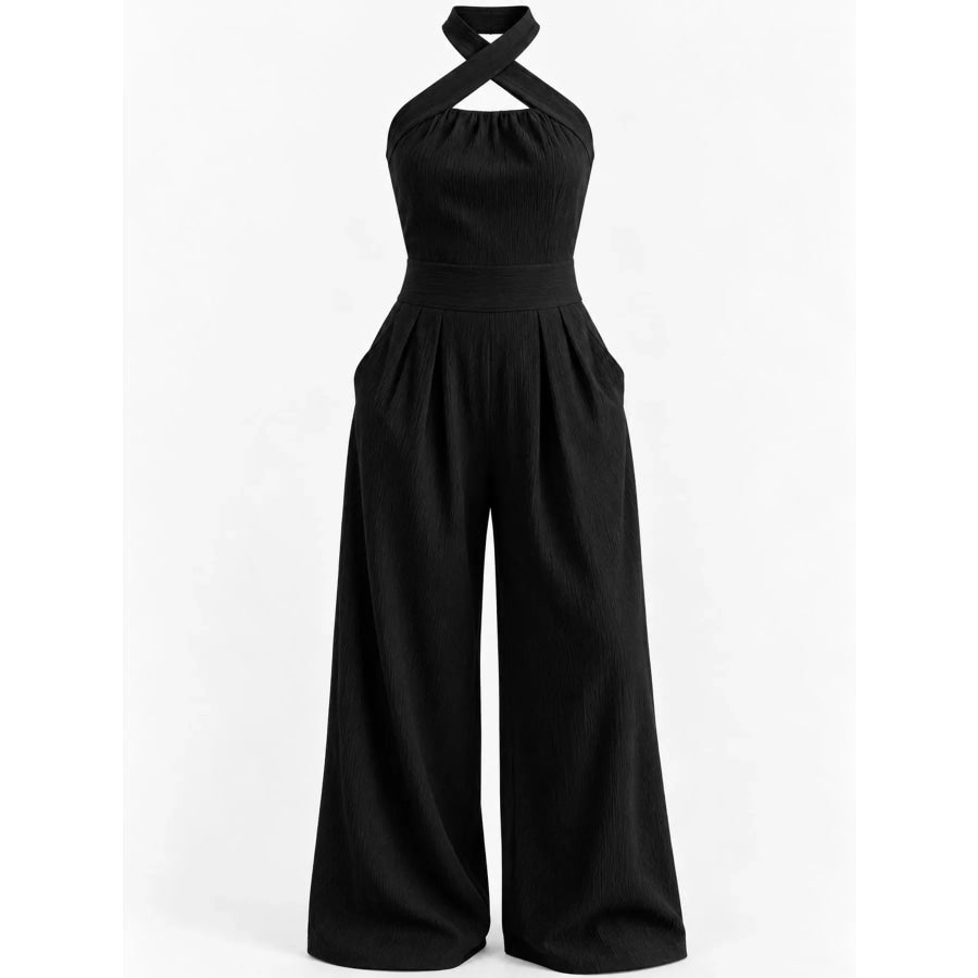 Full Size Halter Neck Wide-Leg Jumpsuit Plus Apparel and Accessories