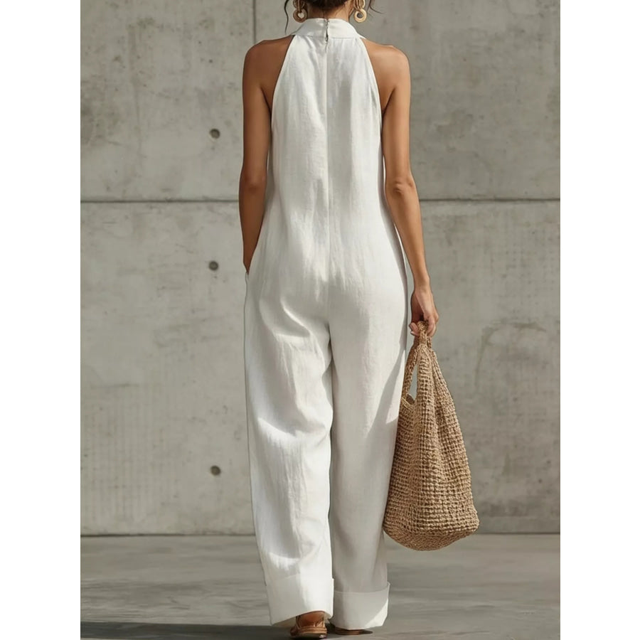 Full Size Halter Neck Wide-Leg Jumpsuit Plus Apparel and Accessories