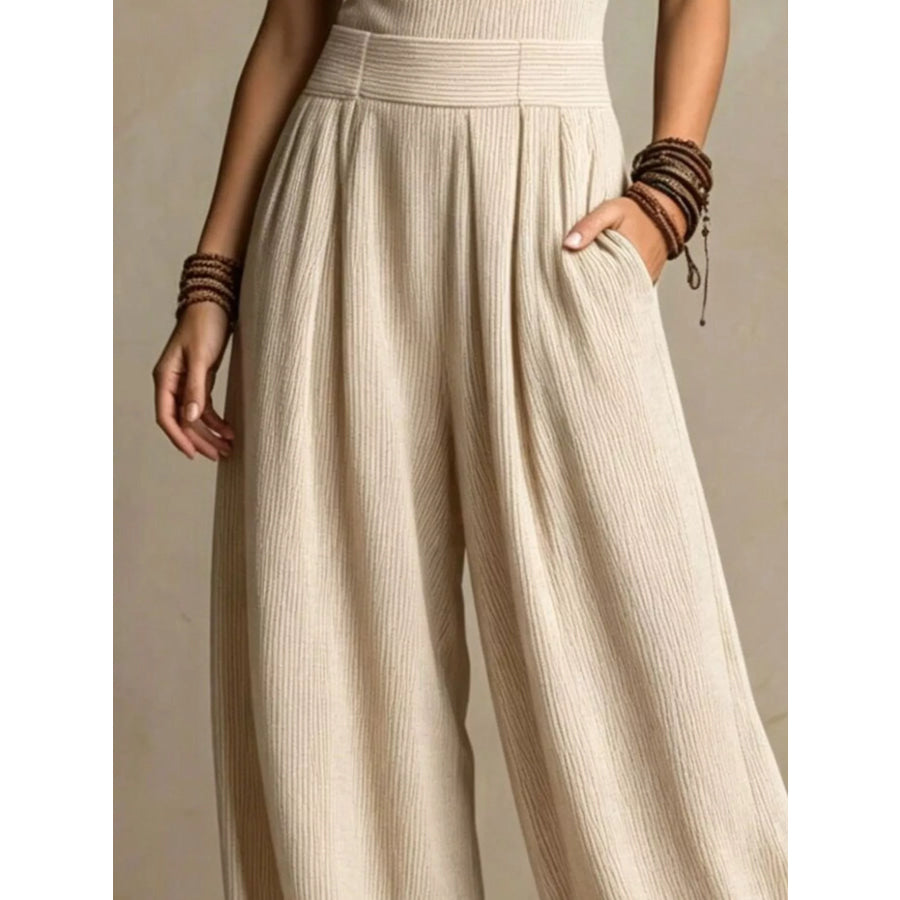 Full Size Halter Neck Wide-Leg Jumpsuit Plus Apparel and Accessories
