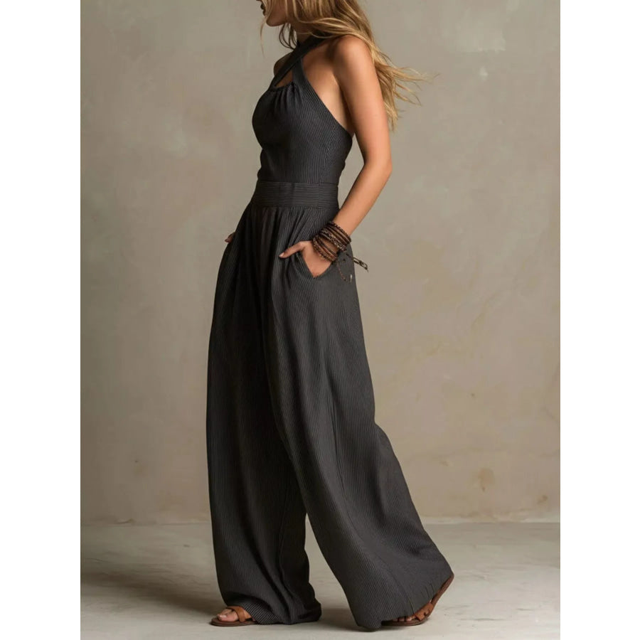 Full Size Halter Neck Wide-Leg Jumpsuit Plus Apparel and Accessories