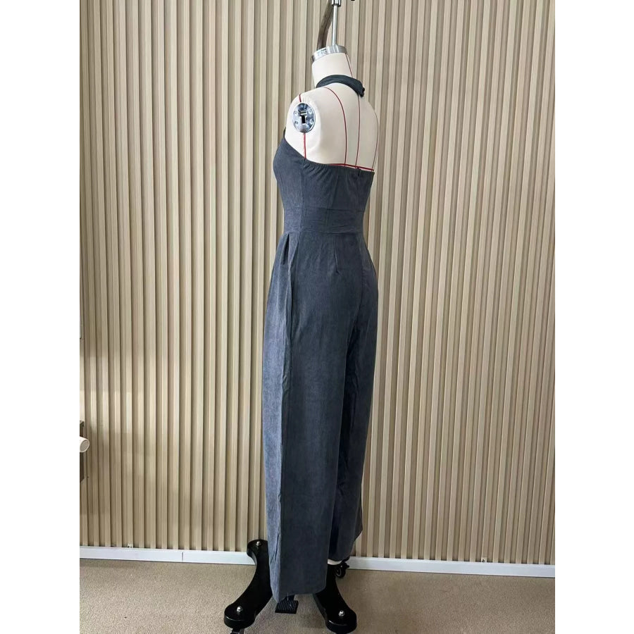 Full Size Halter Neck Wide-Leg Jumpsuit Plus Apparel and Accessories
