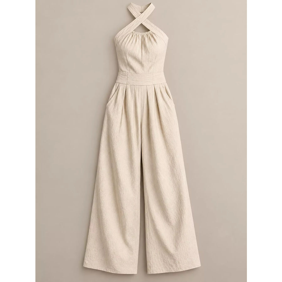 Full Size Halter Neck Wide-Leg Jumpsuit Plus Apparel and Accessories