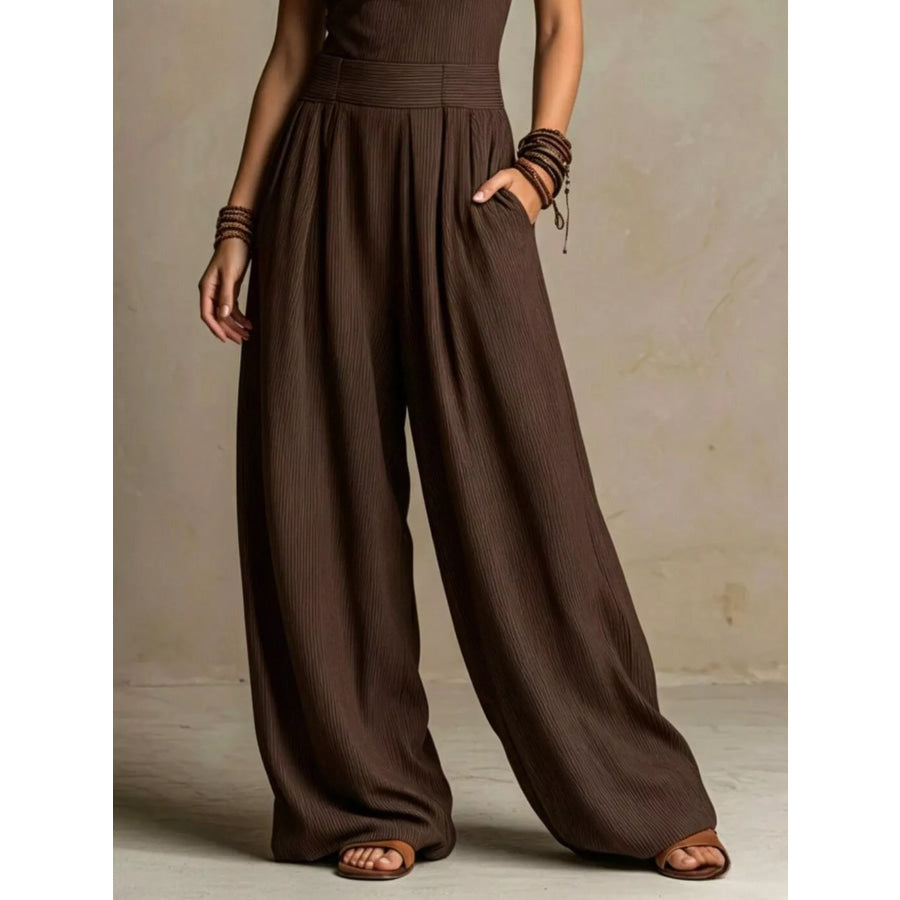 Full Size Halter Neck Wide-Leg Jumpsuit Plus Apparel and Accessories