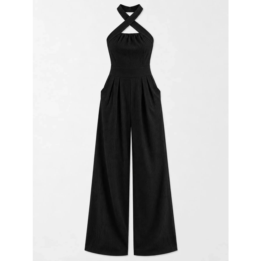 Full Size Halter Neck Wide-Leg Jumpsuit Plus Apparel and Accessories