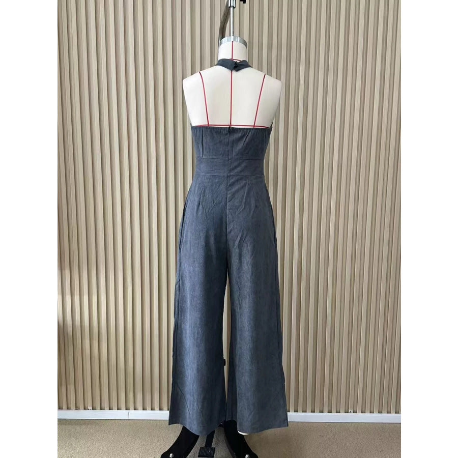 Full Size Halter Neck Wide-Leg Jumpsuit Plus Apparel and Accessories