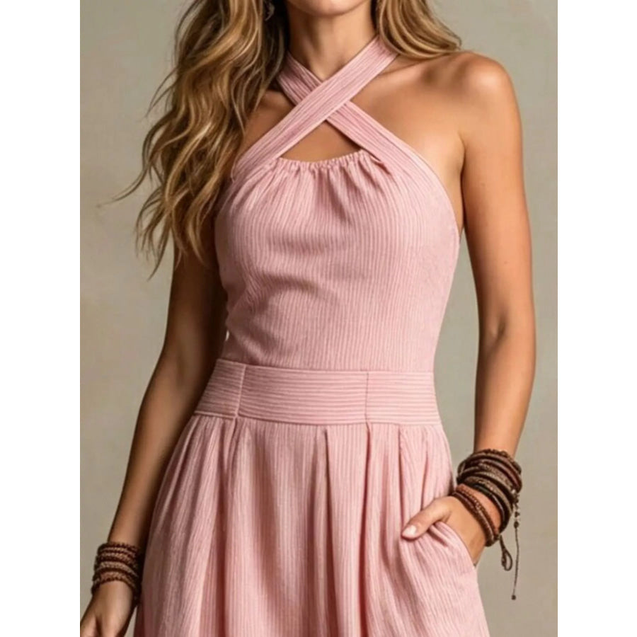 Full Size Halter Neck Wide-Leg Jumpsuit Plus Apparel and Accessories