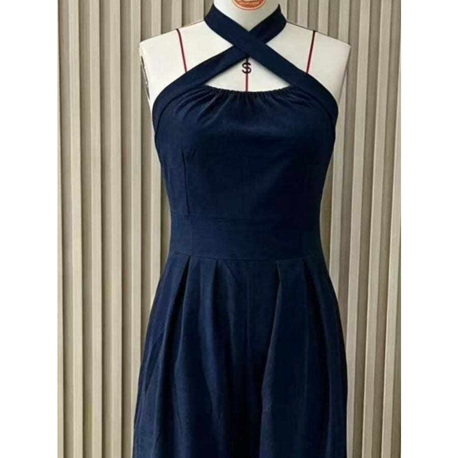 Full Size Halter Neck Wide-Leg Jumpsuit Plus Apparel and Accessories