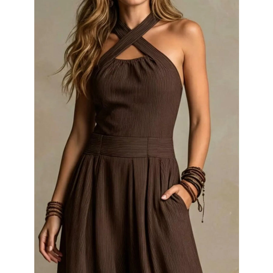 Full Size Halter Neck Wide-Leg Jumpsuit Plus Apparel and Accessories