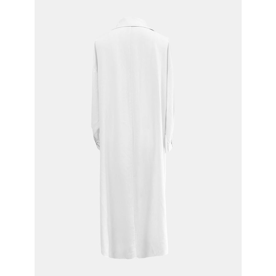 Full Size High-Low Collared Neck Long Sleeve Shirt Apparel and Accessories