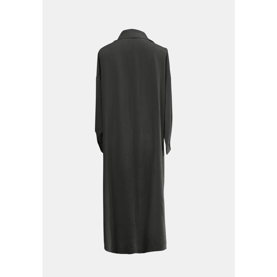 Full Size High-Low Collared Neck Long Sleeve Shirt Apparel and Accessories