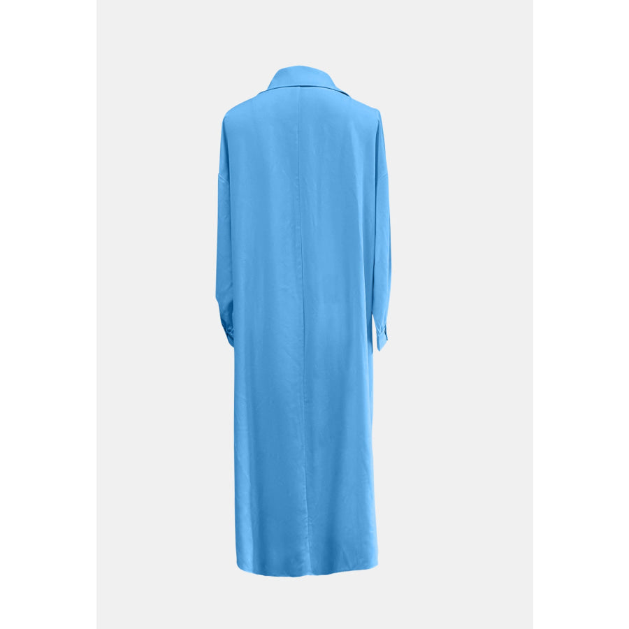 Full Size High-Low Collared Neck Long Sleeve Shirt Apparel and Accessories