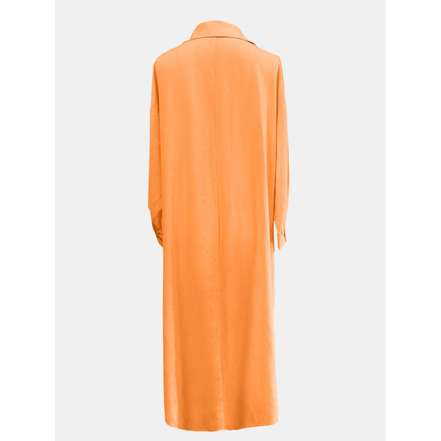 Full Size High-Low Collared Neck Long Sleeve Shirt Apparel and Accessories