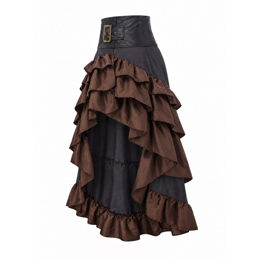 Full Size High-Low Ruffled Skirt Plus Apparel and Accessories