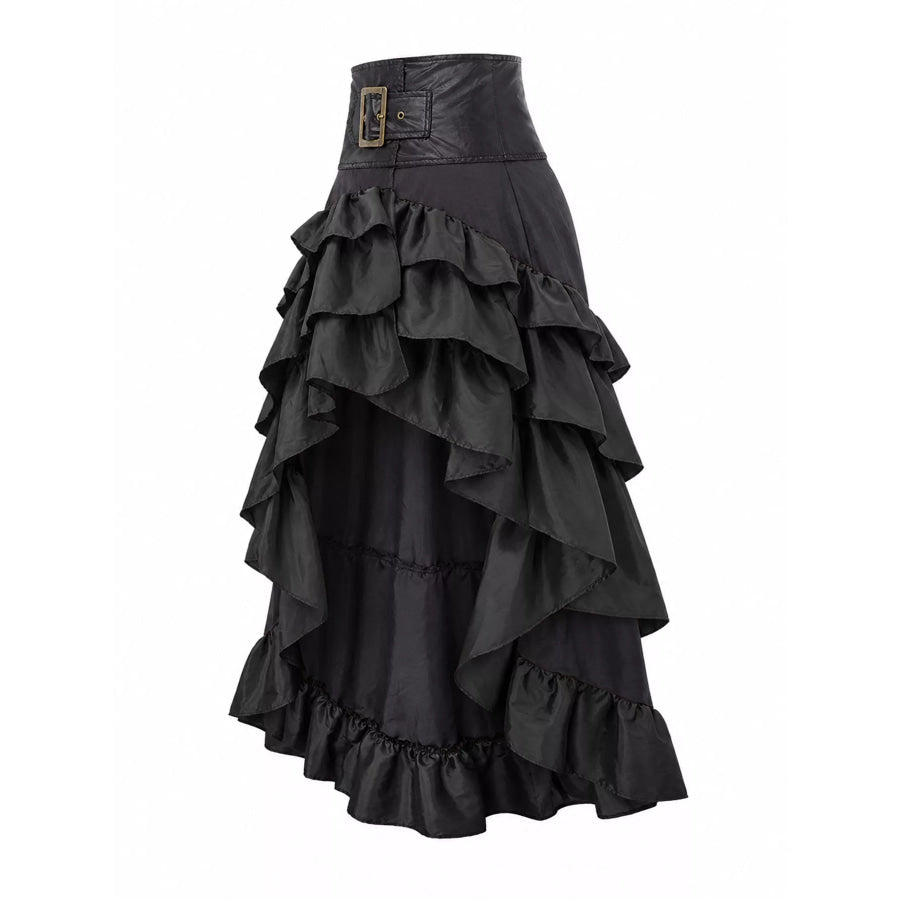 Full Size High-Low Ruffled Skirt Plus Apparel and Accessories