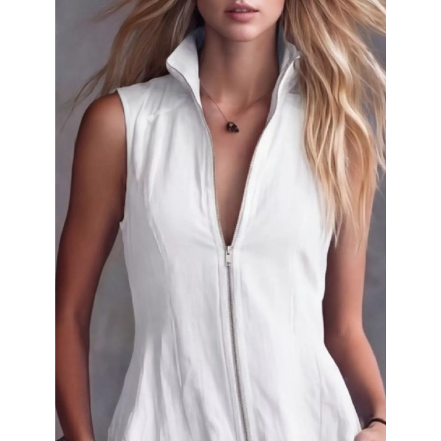 Full Size High-Low Ruffled Zip Front Dress Plus Size Apparel and Accessories