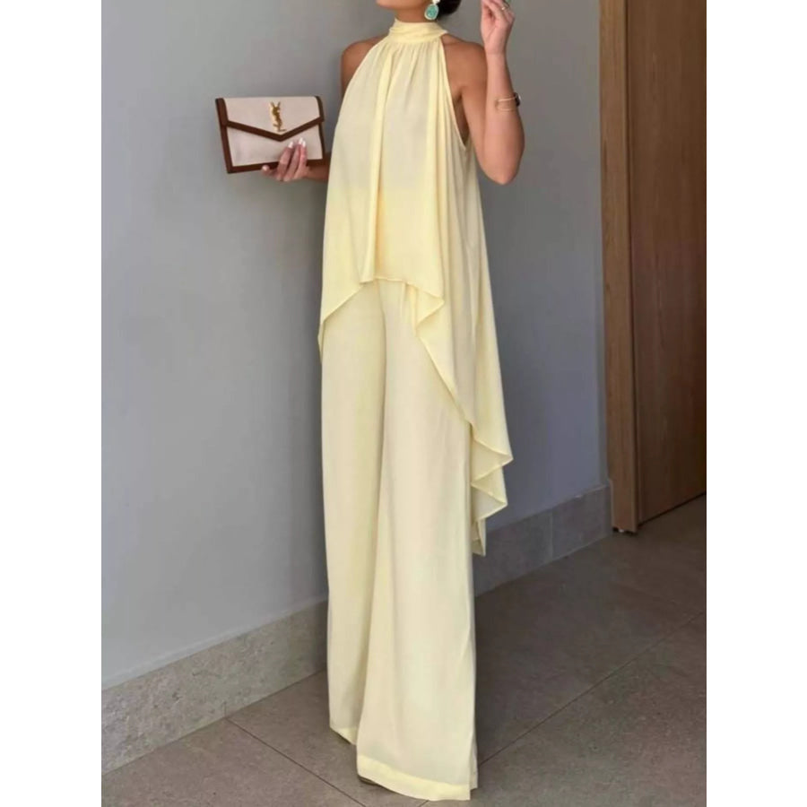 Full Size High-Low Sleeveless Top and Wide-Leg Pants Two-Piece Set Plus Apparel Accessories