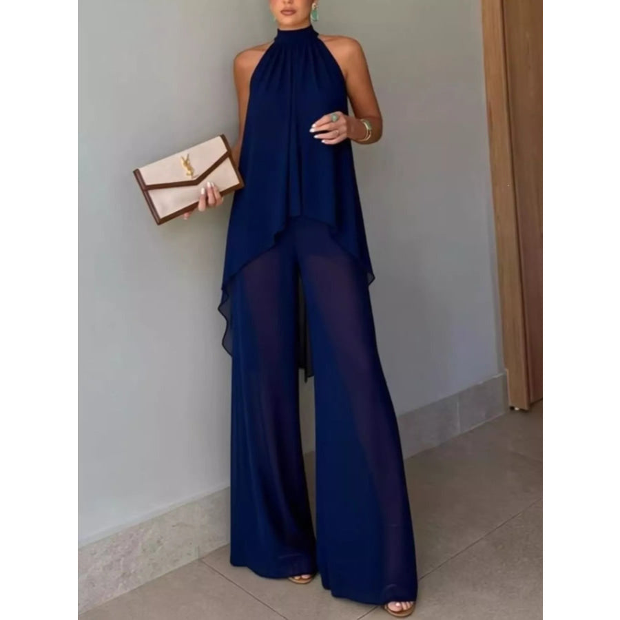 Full Size High-Low Sleeveless Top and Wide-Leg Pants Two-Piece Set Plus Apparel Accessories