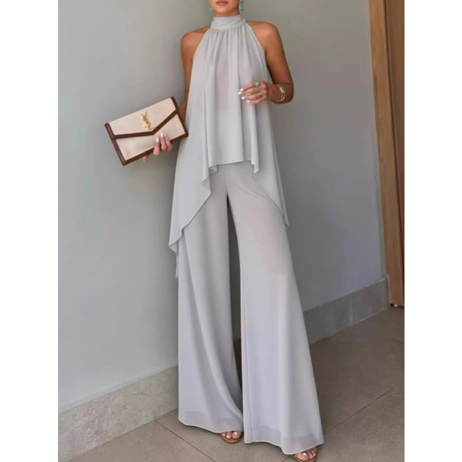 Full Size High-Low Sleeveless Top and Wide-Leg Pants Two-Piece Set Plus Light Gray / XS Apparel Accessories
