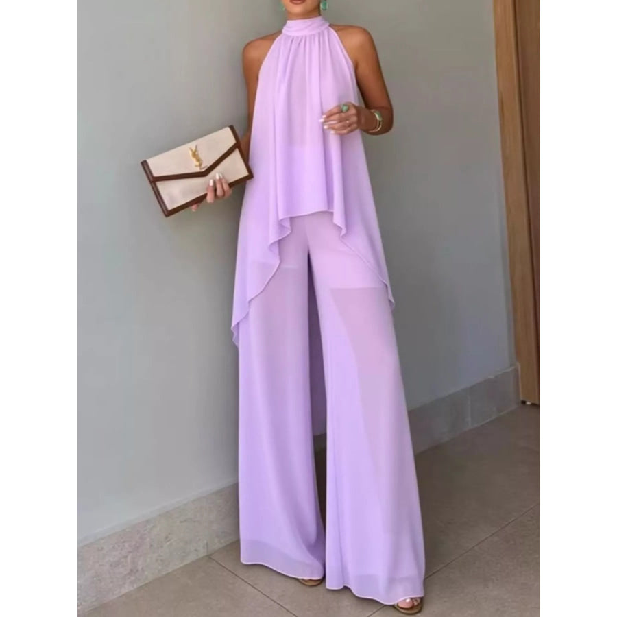 Full Size High-Low Sleeveless Top and Wide-Leg Pants Two-Piece Set Plus Light Purple / XS Apparel Accessories