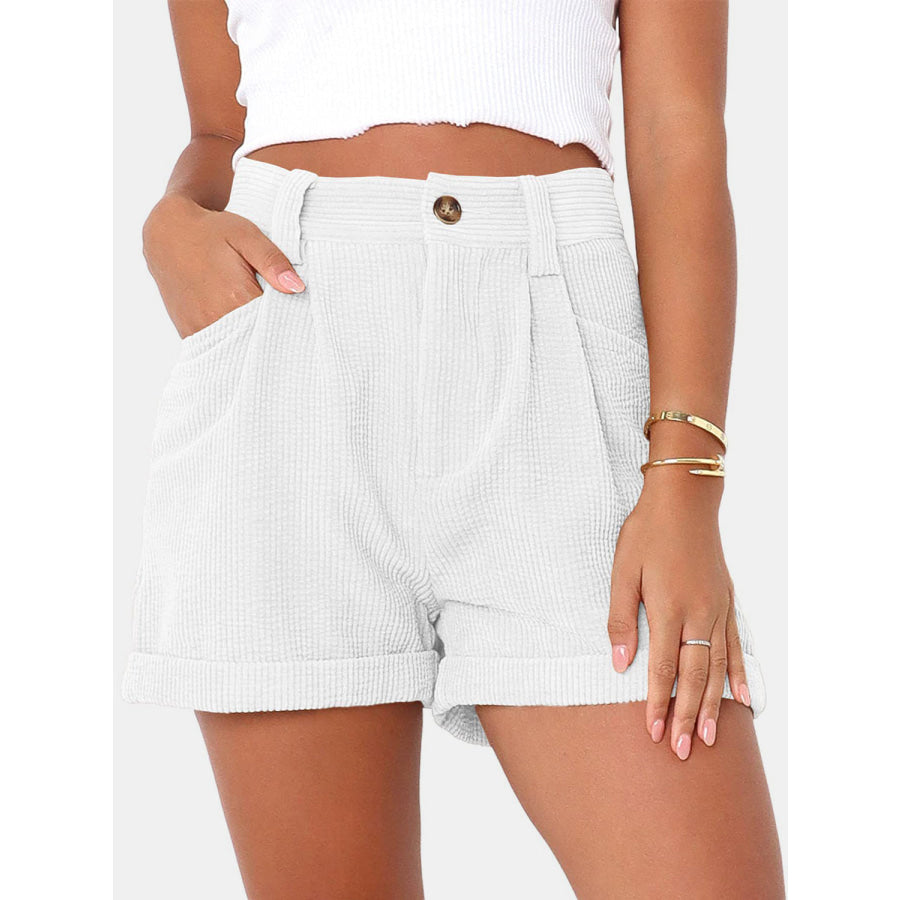 Full Size High Waist Shorts with Pockets Apparel and Accessories