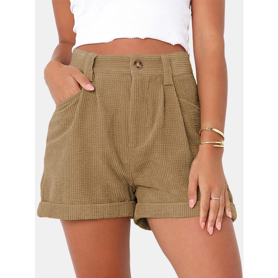 Full Size High Waist Shorts with Pockets Apparel and Accessories