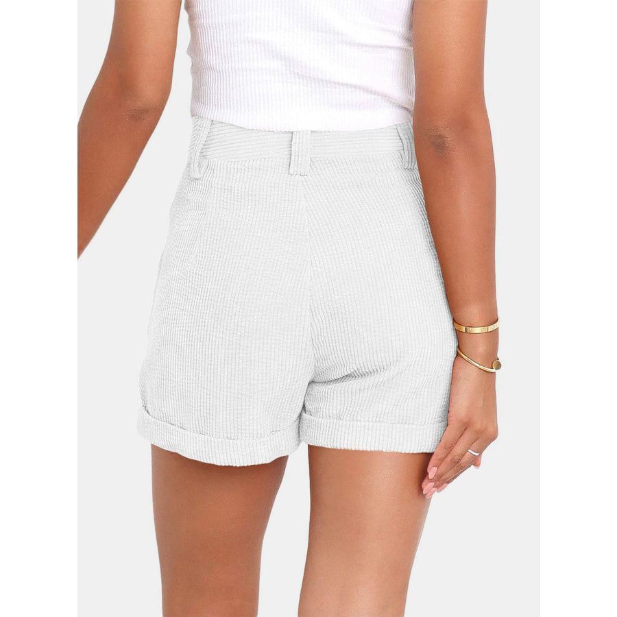 Full Size High Waist Shorts with Pockets White / S Apparel and Accessories