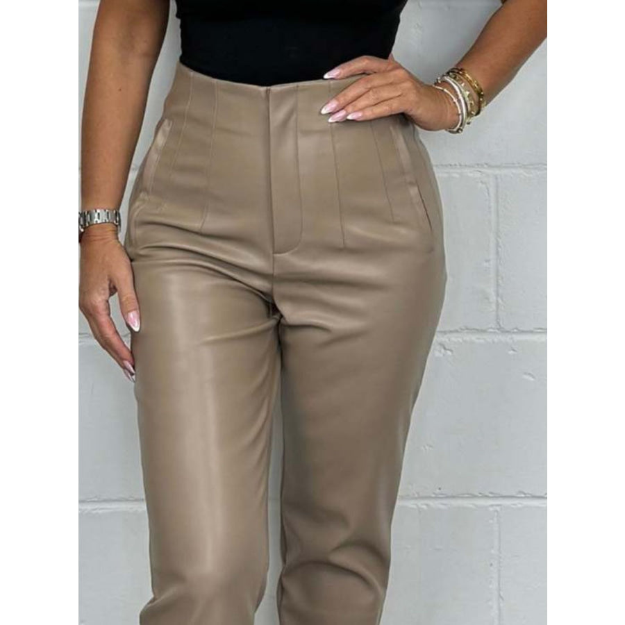 Full Size High Waist Straight Pants Plus Size Apparel and Accessories