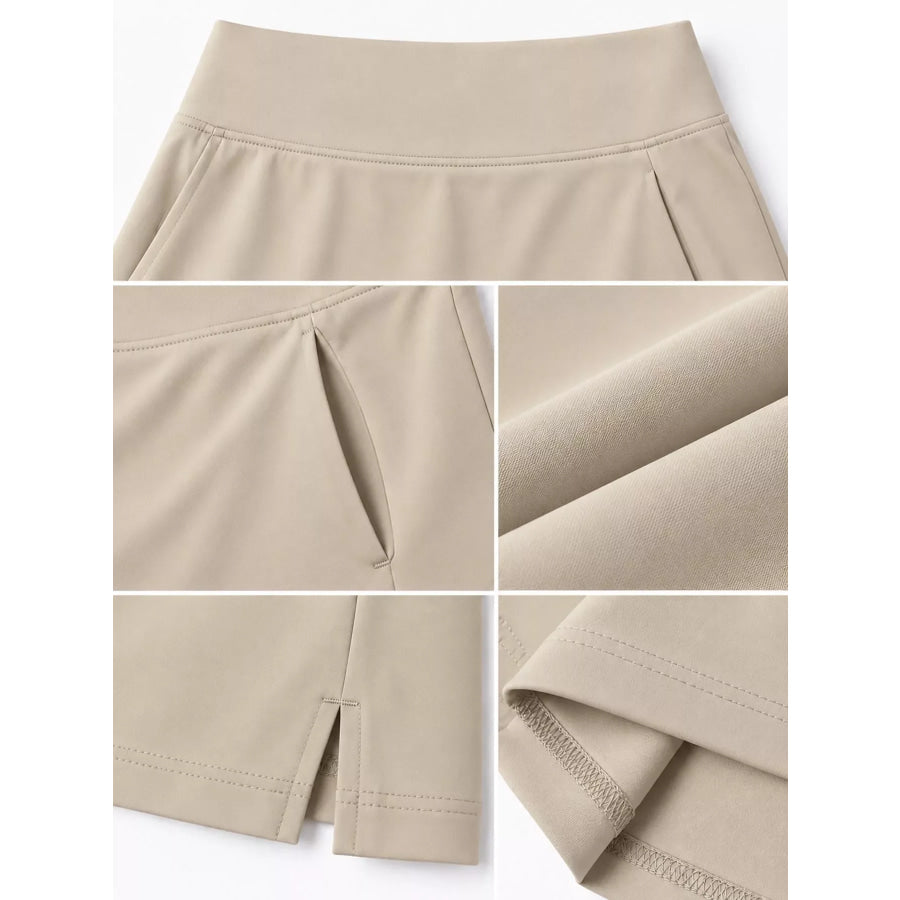 Full Size High-Waisted Athletic Skort with Side Pockets Plus Apparel and Accessories